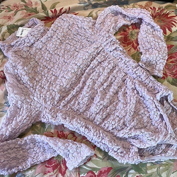 FREE PEOPLE Size Medium DAY-NIGHT Ruched LACE Mockturtle Bodysuit Stretch $68NEW - Picture 4 of 16